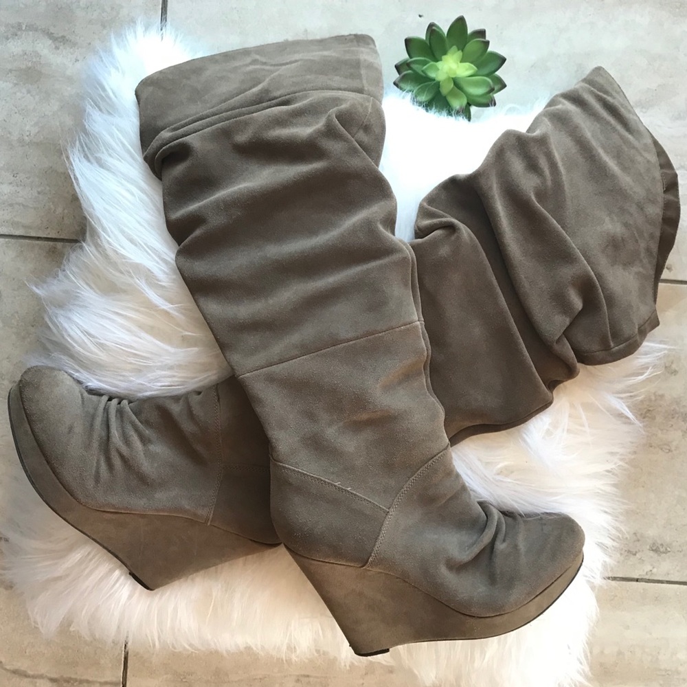 Steve Madden Tan Suede OTK Wedge Boot